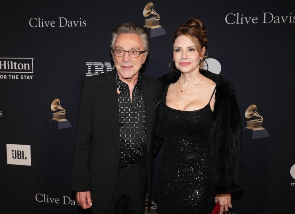 Frankie Valli wed his fourth wife, Jackie Jacobs, last year in Las Vegas. They’re seen at Clive Davis’ pre-Grammys bash in February 2023. FilmMagic