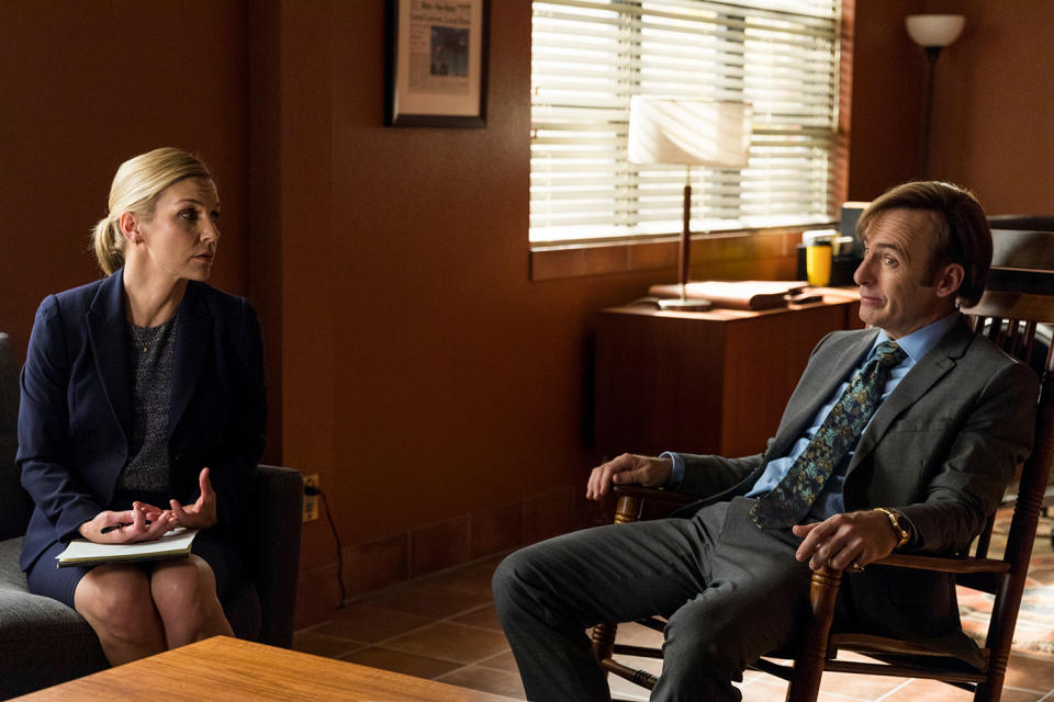 Bon Odenkirk and Rhea Seehorn starred in Better Call Saul. (Netflix)