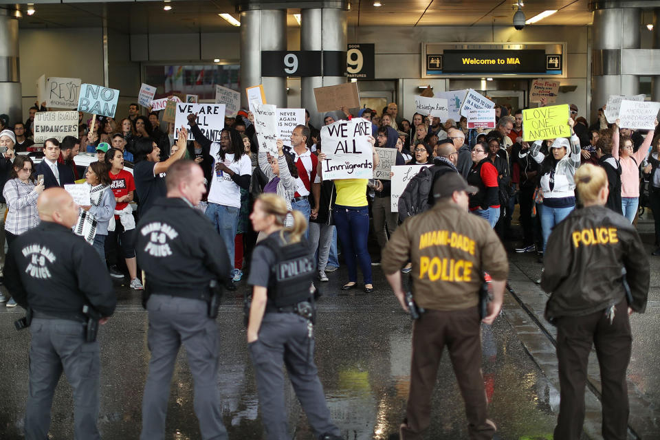 Protests at U.S. airports over travel ban