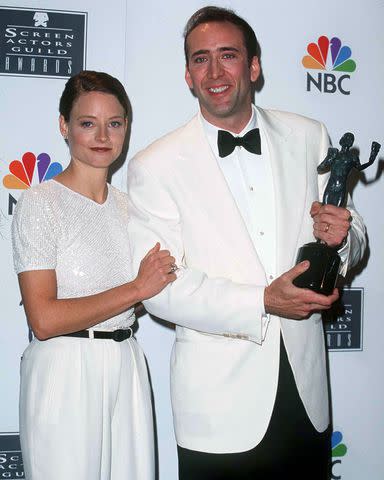 <p>SGranitz/WireImage</p> Jodie Foster and Nicolas Cage in 1996 at the 2nd annual Screen Actors Guild Awards