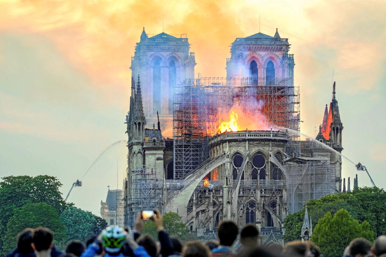 L'incendie de Notre-Dame de Paris le 15 avril 2019.  - Credit:BRUNO DE HOGUES / ONLY FRANCE / Only France via AFP