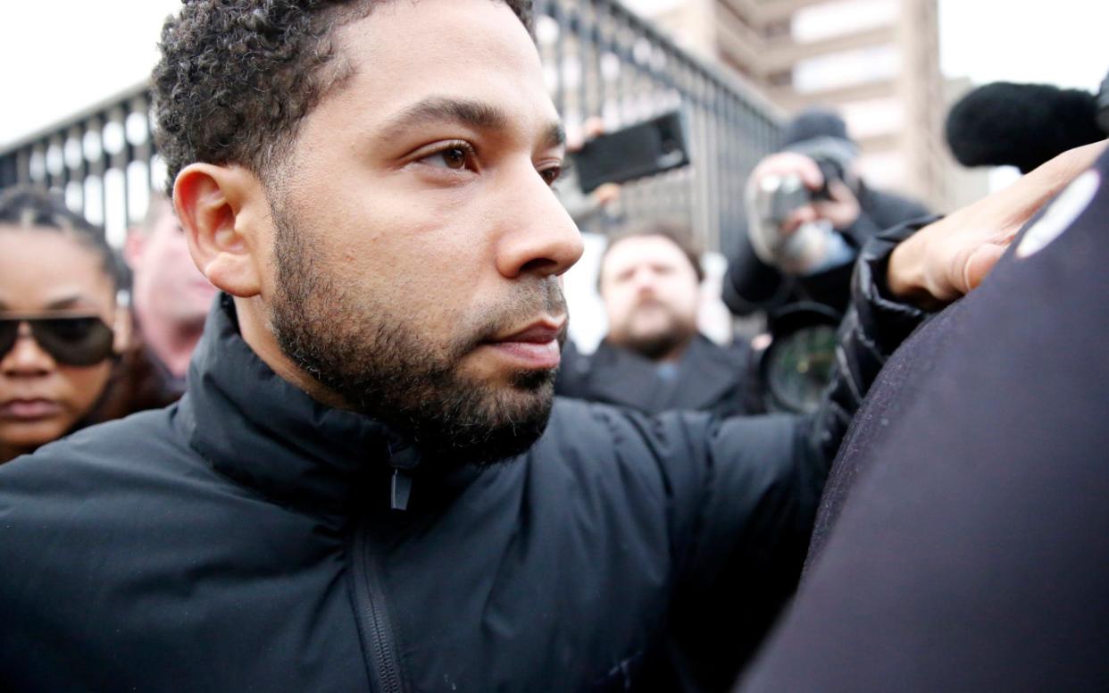 Jussie Smollet leaving Cook County jail after posting bond - Getty Images North America