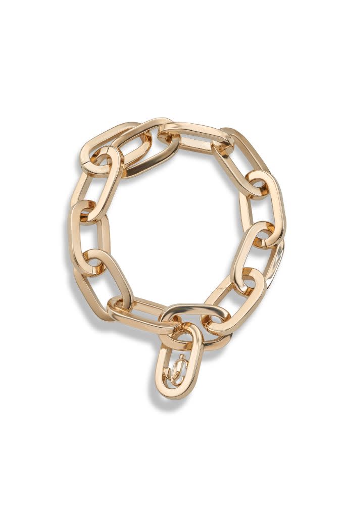 A curb link bracelet with a Jimmy Choo monogram detailing. - Credit: Courtesy of Jimmy Choo