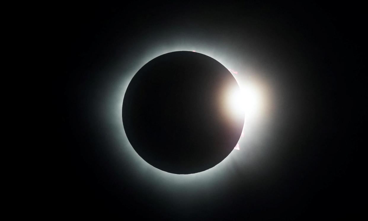 <span>The total solar eclipse above Mazatlan, Mexico.</span><span>Photograph: Henry Romero/Reuters</span>