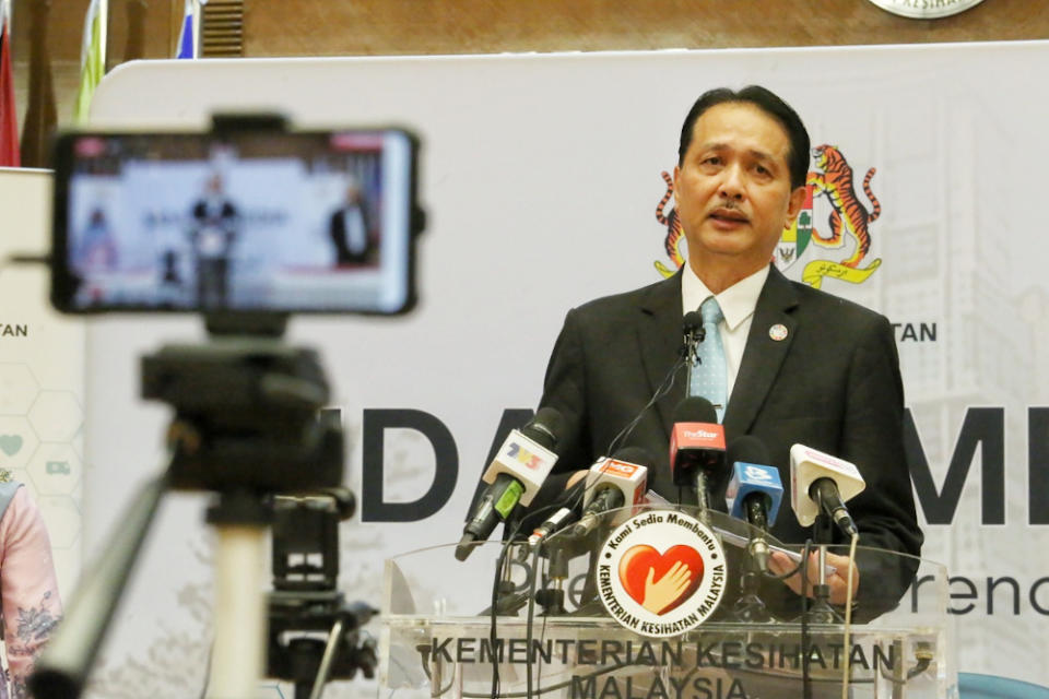 Health director-general Datuk Dr Noor Hisham Abdullah speaks at a press conference on Covid-19 in Putrajaya August 3, 2020. — Picture by Choo Choy May