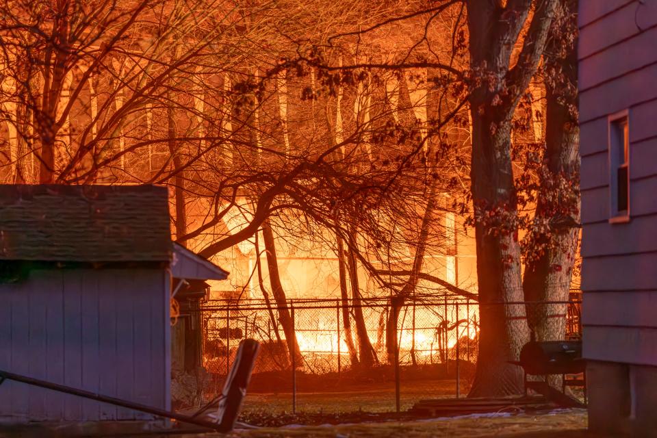 Firefighters battled a massive blaze Wednesday night at a North Brunswick mattress warehouse at 633 Nassau St..