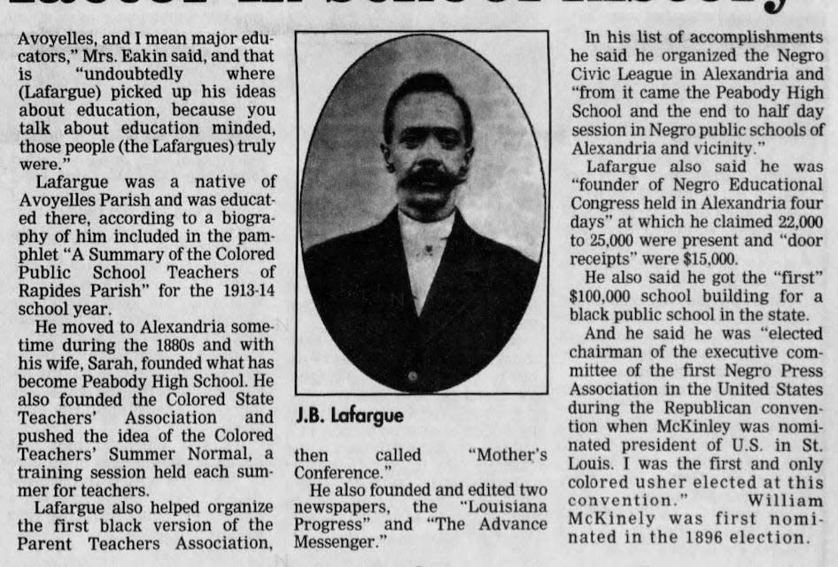 This photo of J.B. Lafargue appeared in a Feb. 23, 1997 Black History Month article.