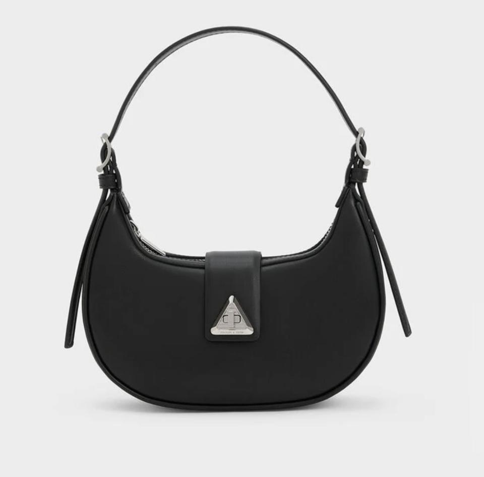 Trice Metallic Accent Belted Shoulder Bag - Noir