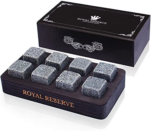 43) Whiskey Stones Gift Set by Royal Reserve | Artisan Crafted Reusable Refreezable Chilling Cooler Rocks for Scotch Bourbon – Modern Stocking Stuffer for Guy Men Dad Boyfriend Anniversary or Retirement