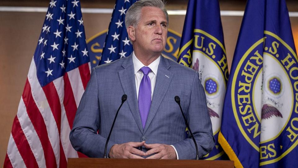 House Minority Leader Kevin McCarthy (R-CA) speaks at the weekly news conference on Capitol Hill on December 03, 2020 in Washington, DC. (Photo by Tasos Katopodis/Getty Images)