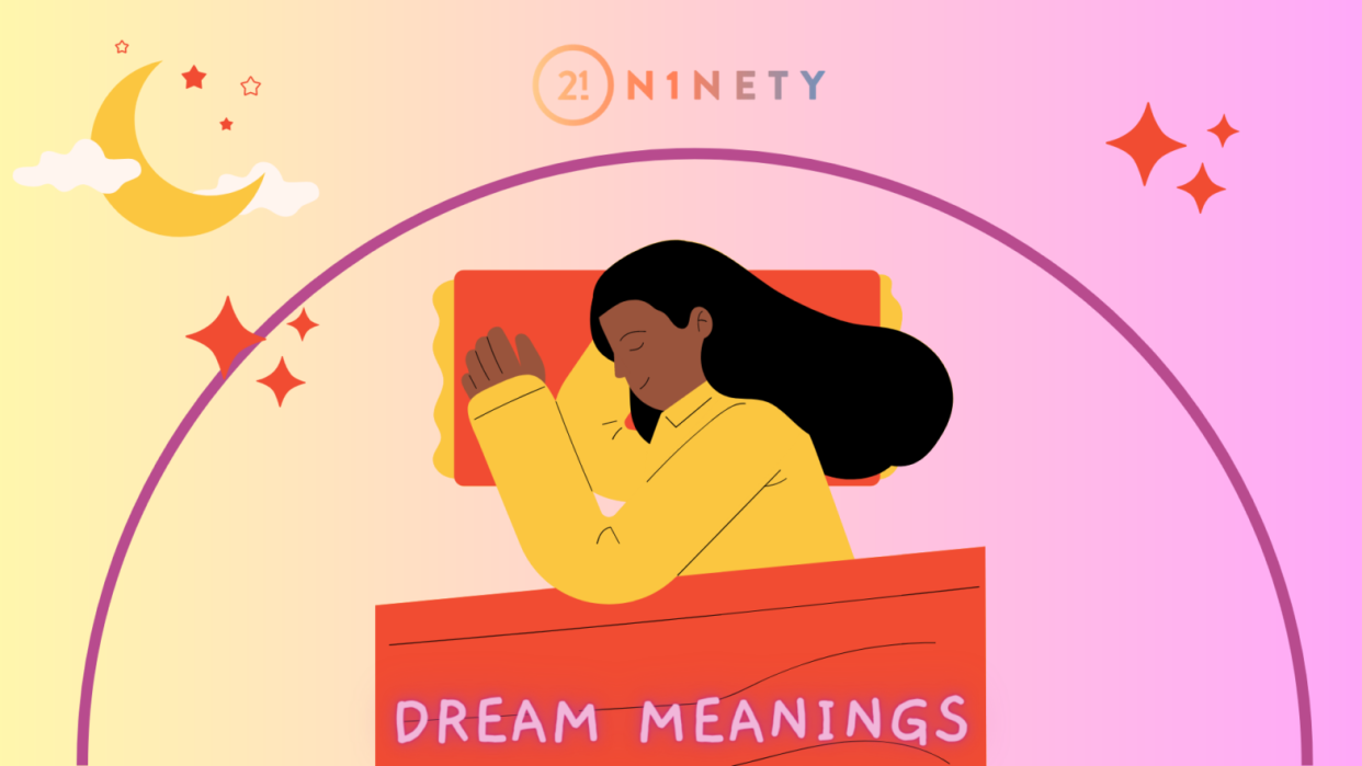 illustration of a girl sleeping on her bed with the text dream meanings