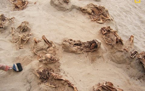 More than a dozen bodies were preserved in dry sand for more than 500 years - Credit: AP