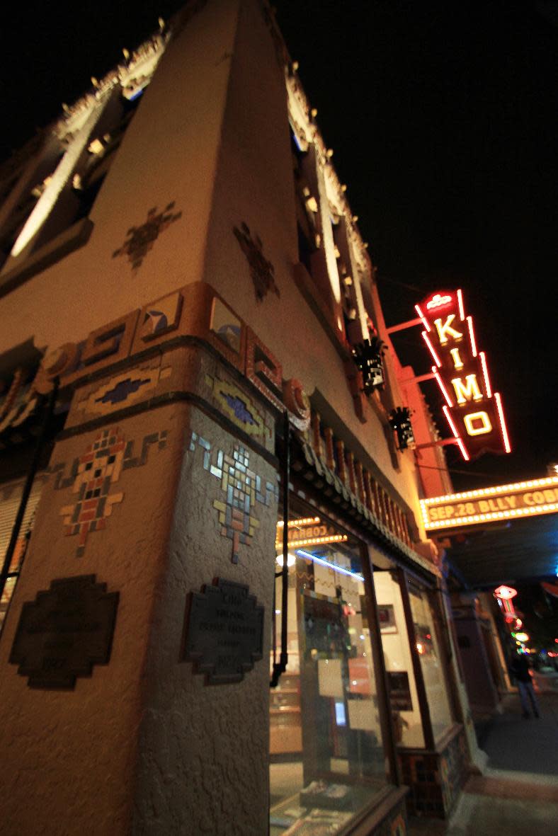 This Sept. 12, 2013 photo shows the historic KiMo Theatre in downtown Albuquerque, N.M. The KiMo is located along historic Route 66 and is among the tourist attractions in the downtown area. (AP Photo/Susan Montoya Bryan)