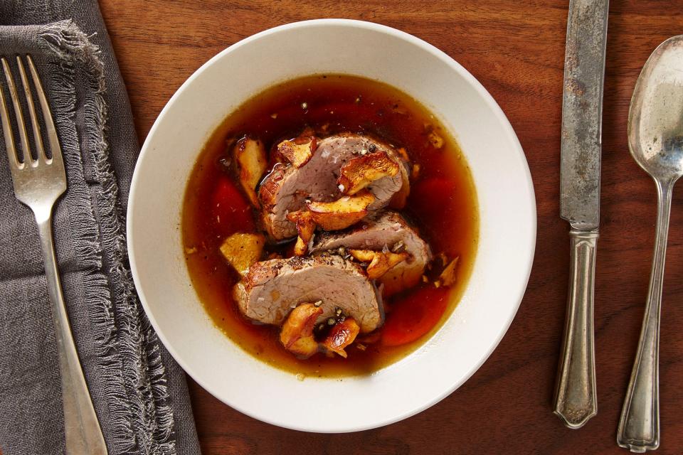 Roasted Pork Tenderloin with Porcini Broth