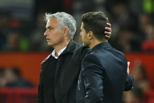 Jose Mourinho (left) and Mauricio Pochettino, the man he has replaced at Tottenham