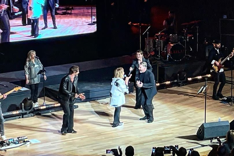 Take That joined Lulu on stage in Manchester on Wednesday night (April 10)