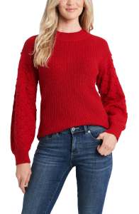 red bobble sweater