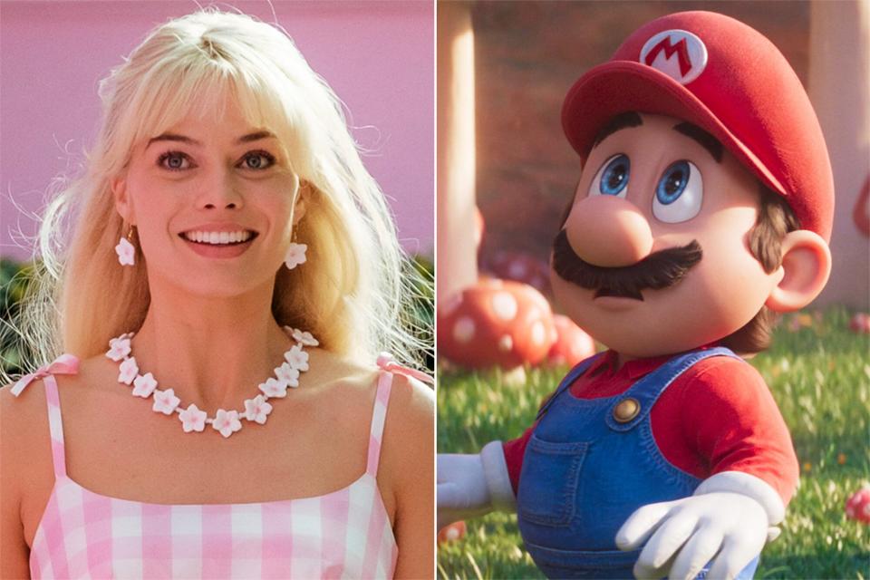 Margot Robbie in 'Barbie' and Mario in 'Super Mario Bros.'