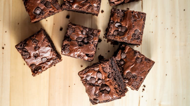 brownies on cutting board