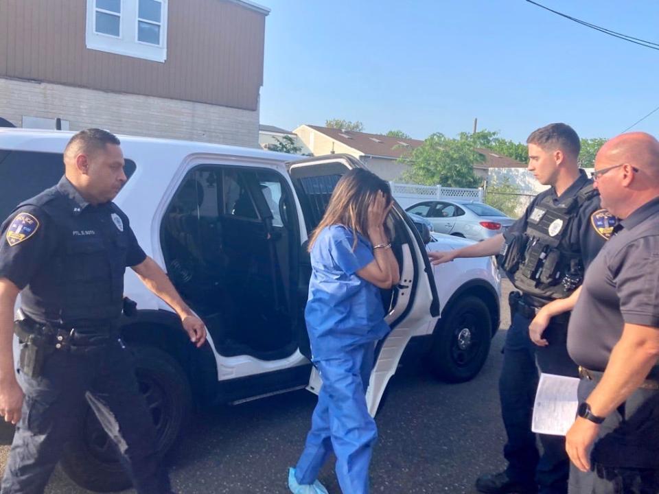 Sammar Khan, 40 , of Levittown, arrives for her arraignment on charges that she killed her husband Faisal Iqbal on May 30, 2023 at the wharf in Bristol Borough.