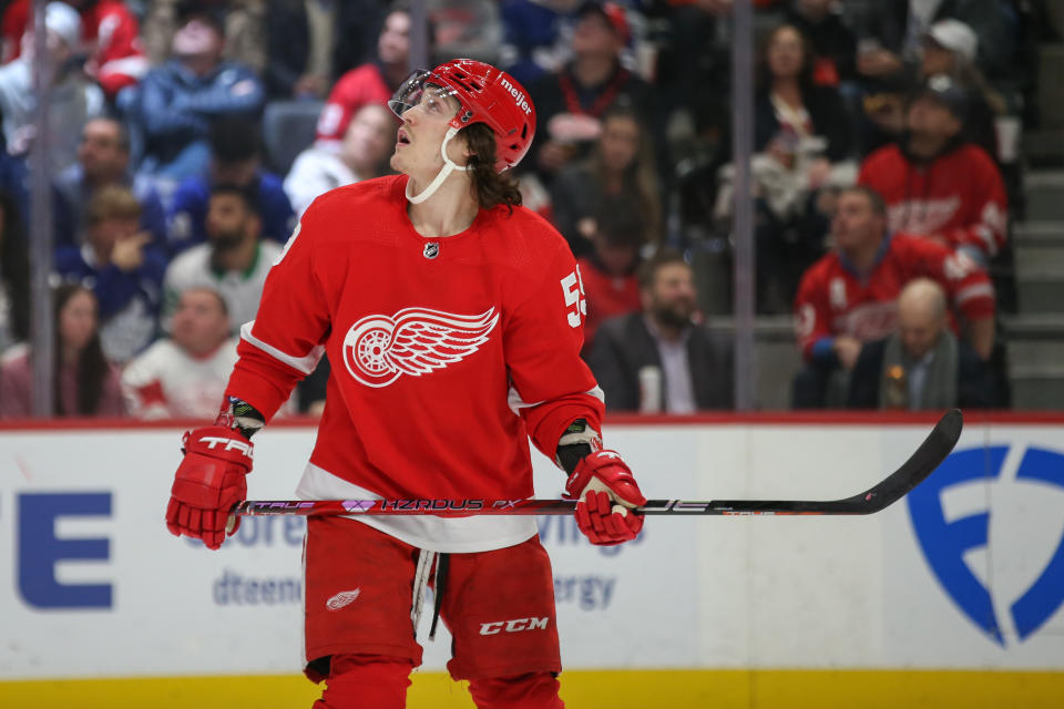 Detroit Red Wings forward Tyler Bertuzzi could have a new home by the NHL trade deadline. (Photo by Scott W. Grau/Icon Sportswire via Getty Images)