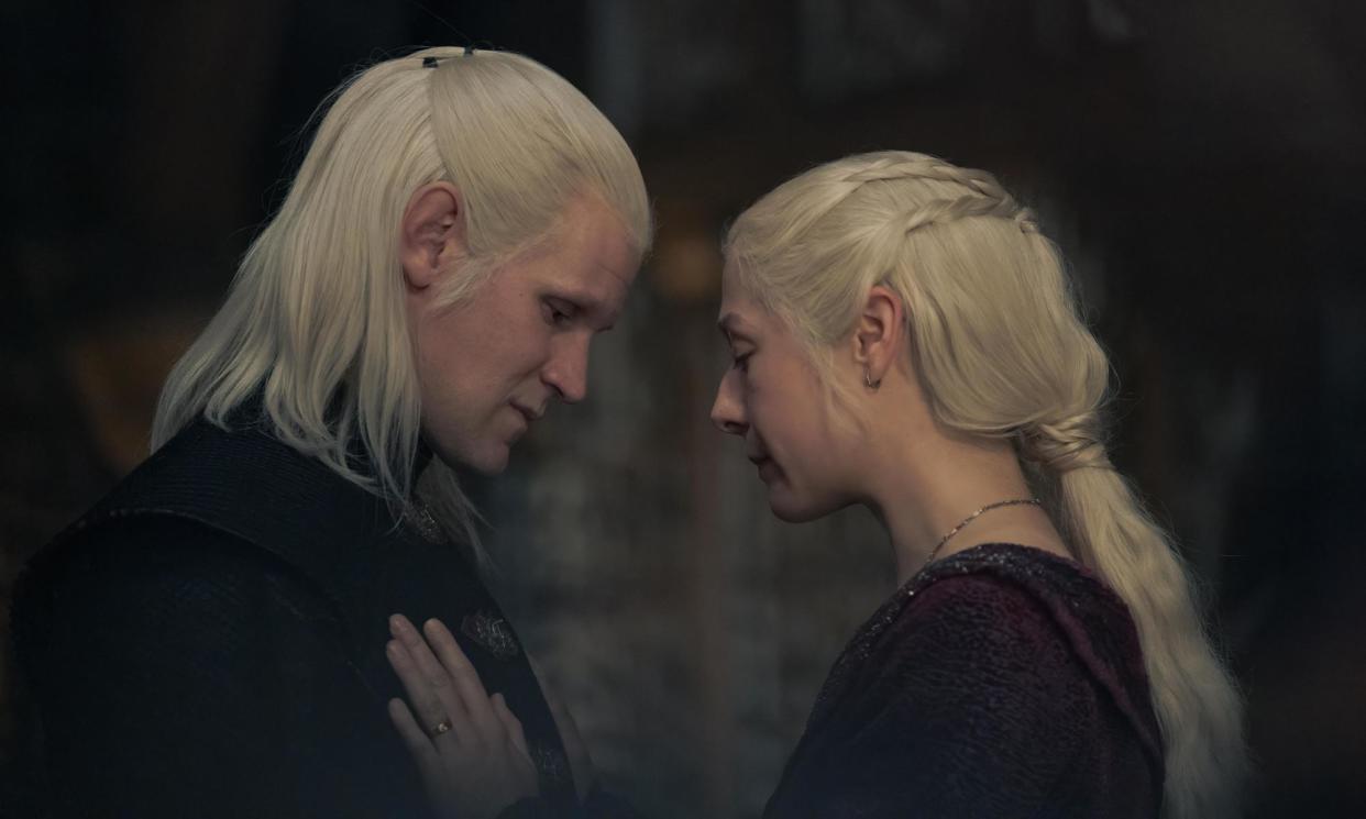 <span>‘Stuck between a rock and a hard place’ … Matt Smith as Daemon and Emma D’Arcy as Rhaenyra in House of the Dragon.</span><span>Photograph: 2024 Home Box Office, Inc.</span>