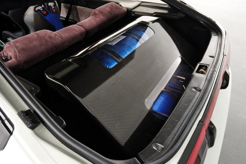 View of the hydrogen tank inside the trunk of the AE86 H2 Concept.