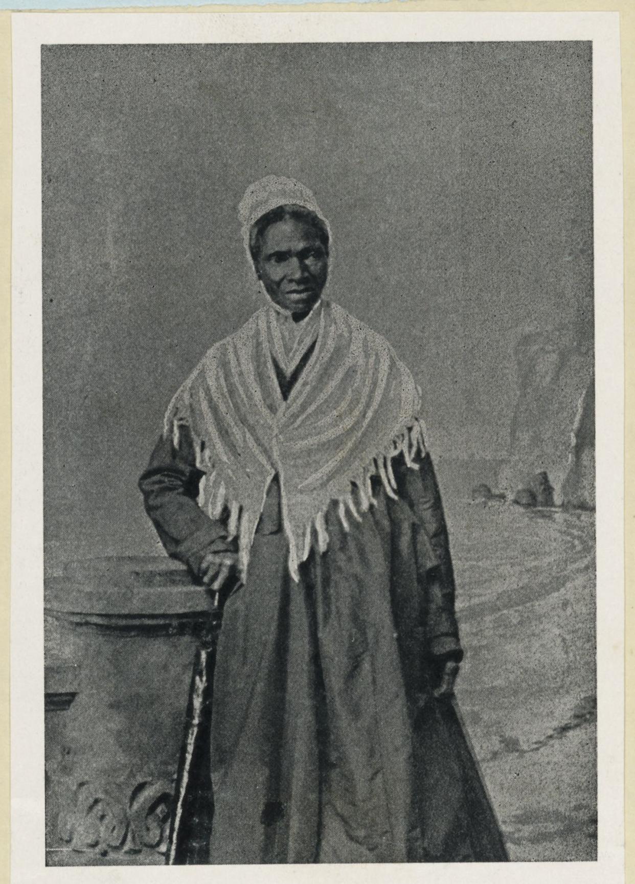 This undated photo from the Library of Congress shows Sojourner Truth, a Black woman who had escaped slavery with her infant daughter.