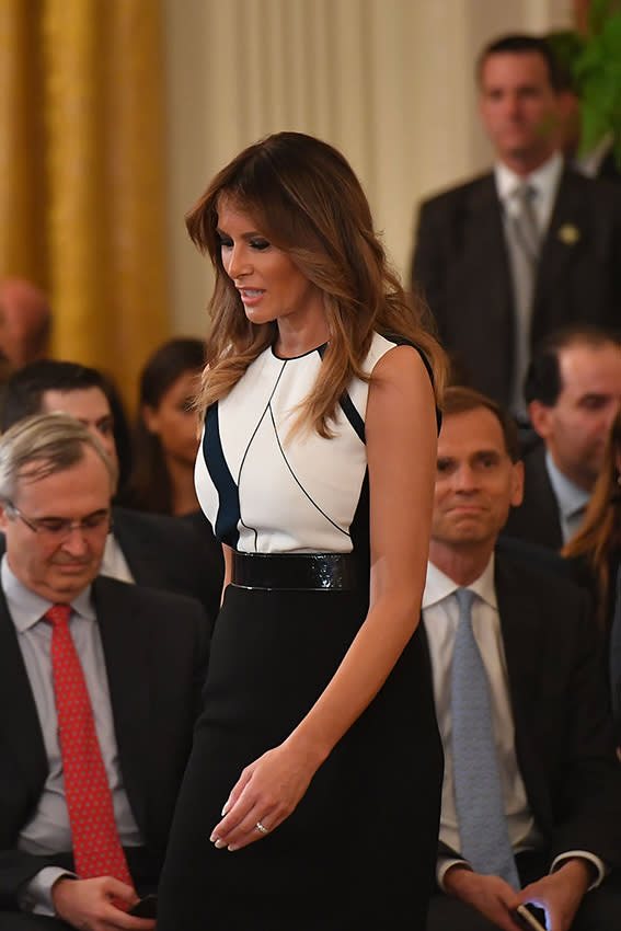 Melania Trump con su vestido en 2018