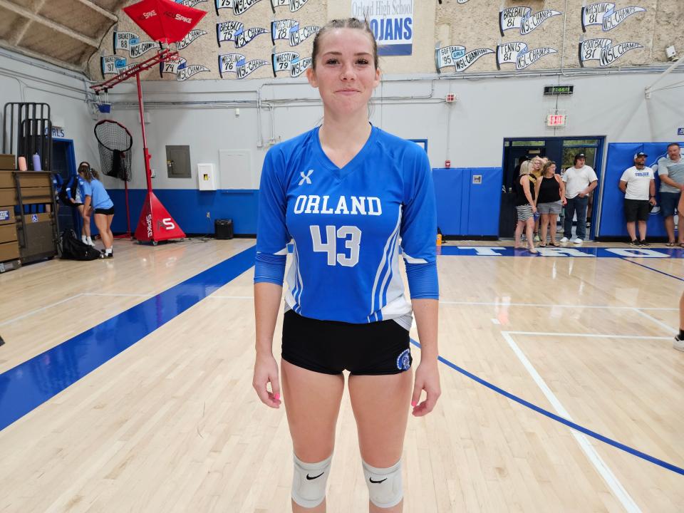 Orland junior 6-foot-1 outside hitter Megan Noraas is a key figure on a young, upcoming Trojans team that will be contending for section titles over the next few seasons.