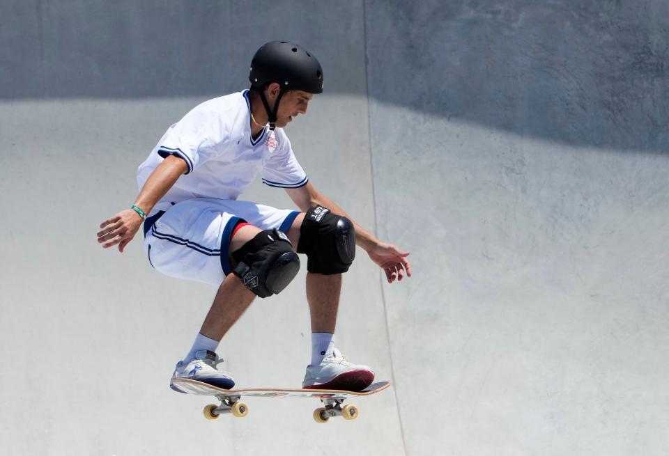 Cory Juneau in the men's skateboarding park prelims during the Tokyo 2020 Olympic Summer Games.