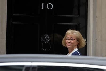 Britain's Leader of the House of Commons Andrea Leadsom arrives for the cabinet's weekly meeting in Downing Street, London, Britain October 10, 2017. REUTERS/Mary Turner