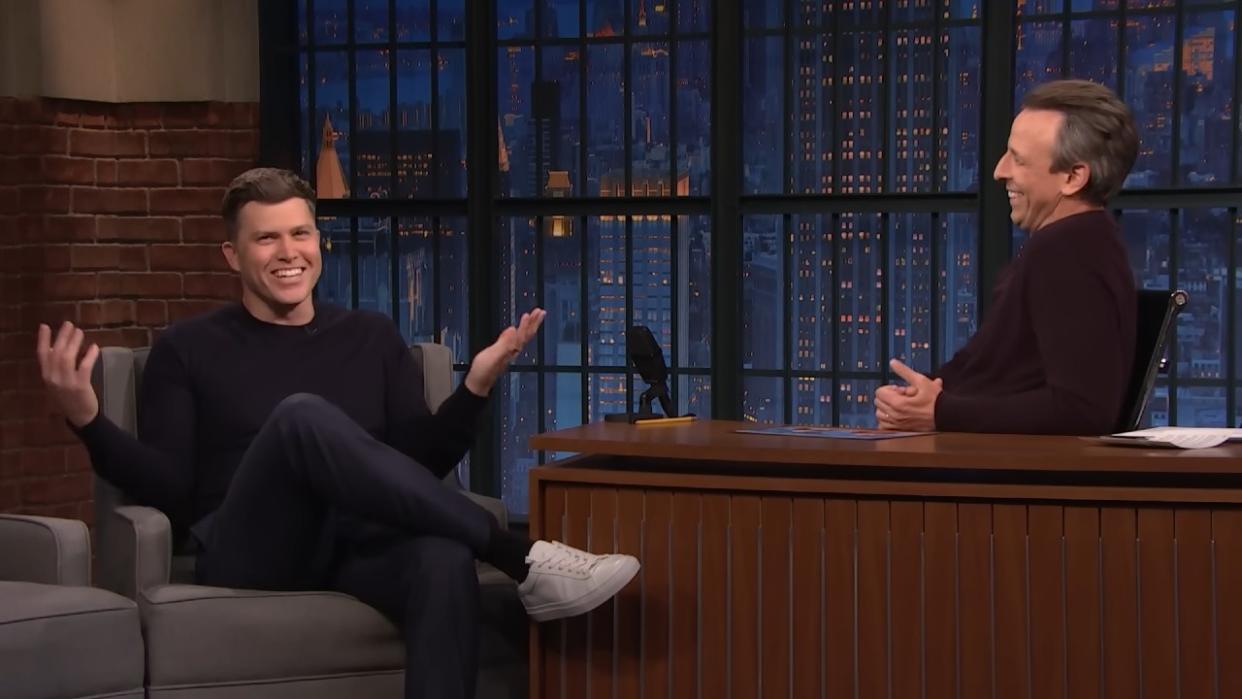  Colin Jost and Seth Meyers on Late Night with Seth Meyers. 