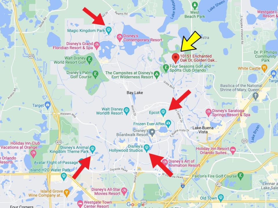 The house is located near all four theme parks under Walt Disney World.