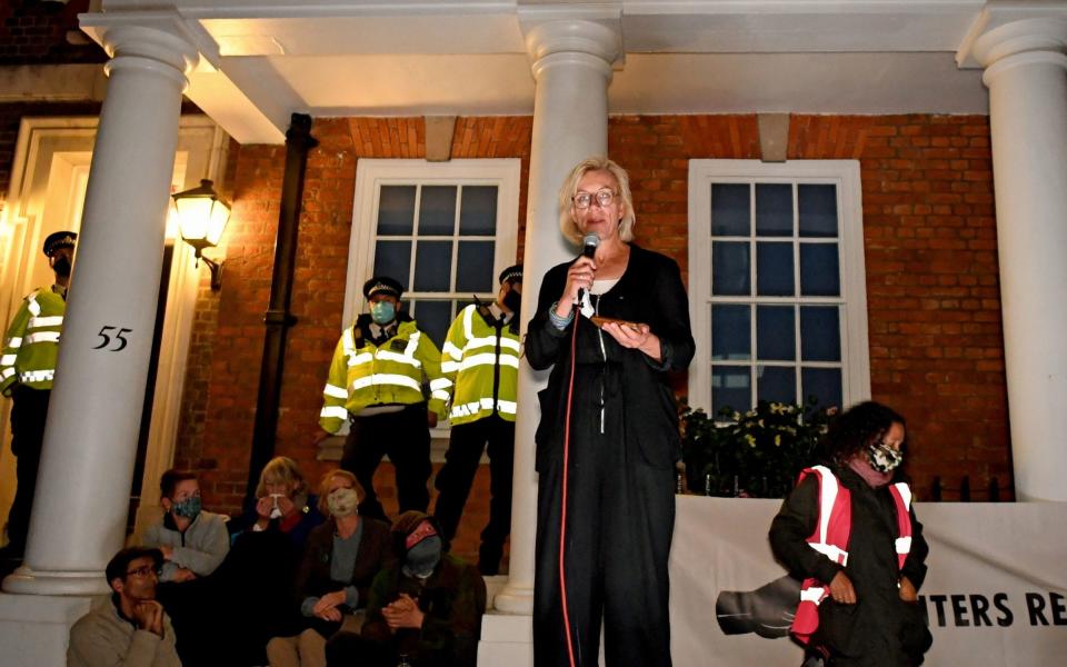The actress Juliet Stevenson spoke at a protest in Tufton Street, Westminster  - PA