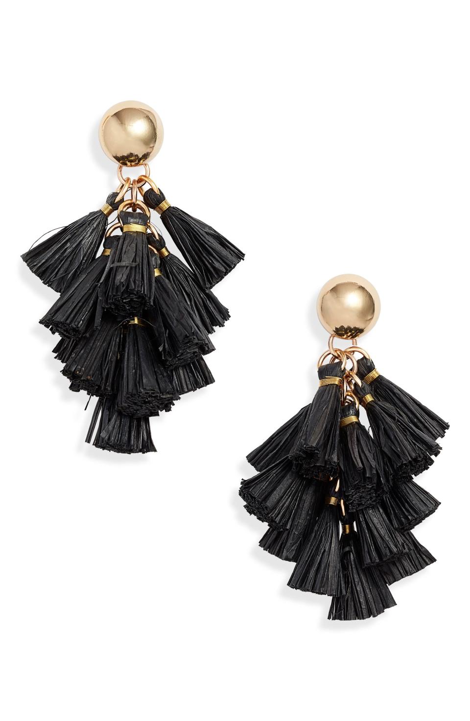 Akola Harper Raffia Tassel Cluster Drop Earrings