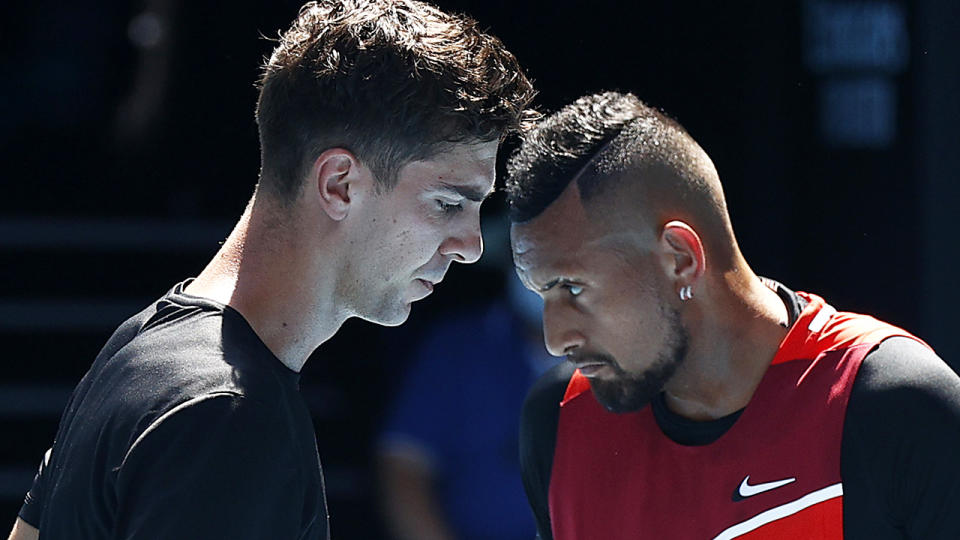 Nick Kyrgios and Thanasi Kokkinakis have been warned to expect a very different crowd for their Australian Open doubles final. (Photo by Darrian Traynor/Getty Images)