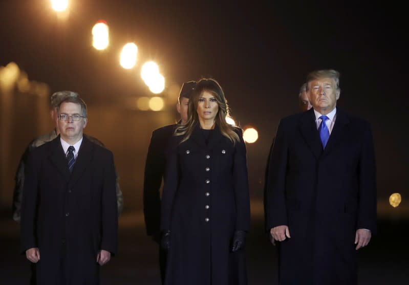 U.S. President Donald Trump during a dignified transfer at Dover Air Force Base