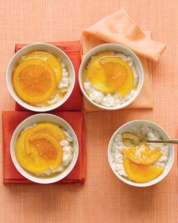 Vanilla Rice Puddings with Glazed Oranges