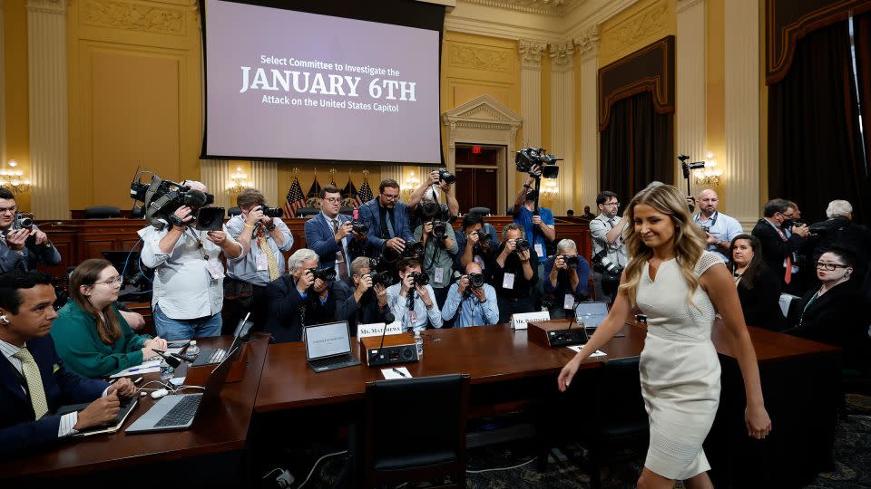 Sarah Matthews, former deputy White House press secretary, arrives to testify before the House select committee investigating the January 6 attack in the Cannon House Office Building on July 21, 2022. - Tasos Katopodis/Getty Images