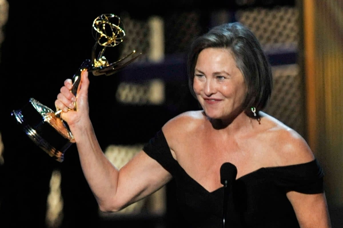 Jones accepts her award for ‘24’ on stage during the 61st Primetime Emmy Awards in 2009 (Getty)