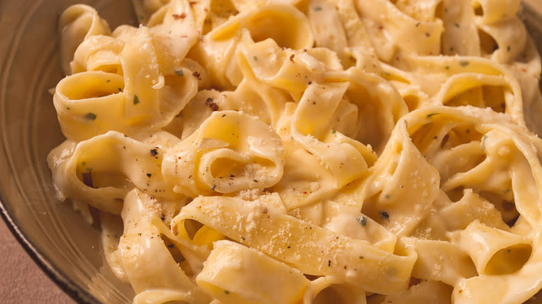 Pasta in creamy alfredo sauce