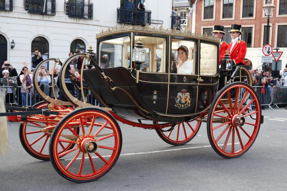 <p>Although the precipitation cleared up just before the ceremony began, the couple opted for the enclosed Scottish State Carriage instead of the open equipage initially slated for their celebratory ride through Windsor. Two of the horses - father and son Storm and Tyrone - also pulled <a rel="nofollow noopener" href="https://www.goodhousekeeping.com/life/entertainment/a20758559/prince-harry-meghan-markle-royal-wedding-second-kiss/" target="_blank" data-ylk="slk:the Ascot Landau that Prince Harry and Meghan Markle rode in;elm:context_link;itc:0;sec:content-canvas" class="link ">the Ascot Landau that Prince Harry and Meghan Markle rode in</a> on their wedding day.</p>