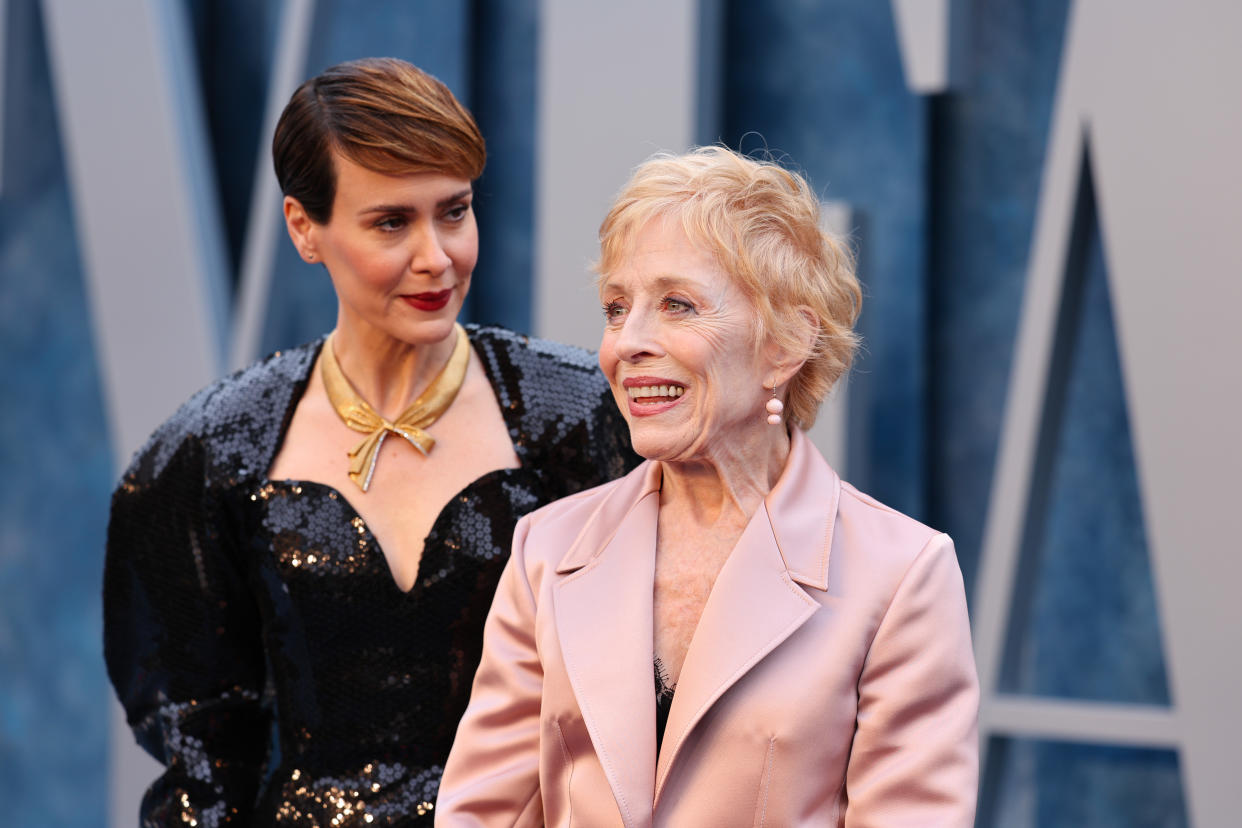 BEVERLY HILLS, CALIFORNIA - MARCH 12: Sarah Paulson and Holland Taylor attend the 2023 Vanity Fair Oscar Party Hosted By Radhika Jones at Wallis Annenberg Center for the Performing Arts on March 12, 2023 in Beverly Hills, California. (Photo by Cindy Ord/VF23/Getty Images for Vanity Fair)