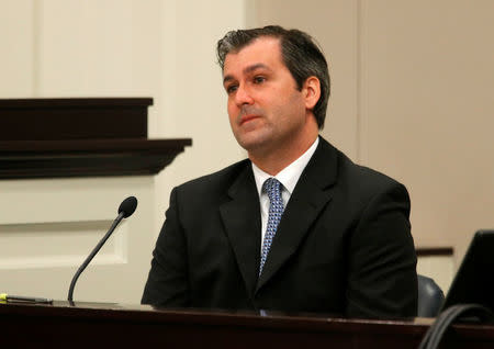 FILE PHOTO: Former North Charleston police officer Michael Slager looks on during testimony in his murder trial at the Charleston County court in Charleston, South Carolina, U.S. November 29, 2016. REUTERS/Grace Beahm/Post and Courier/Pool/File Photo