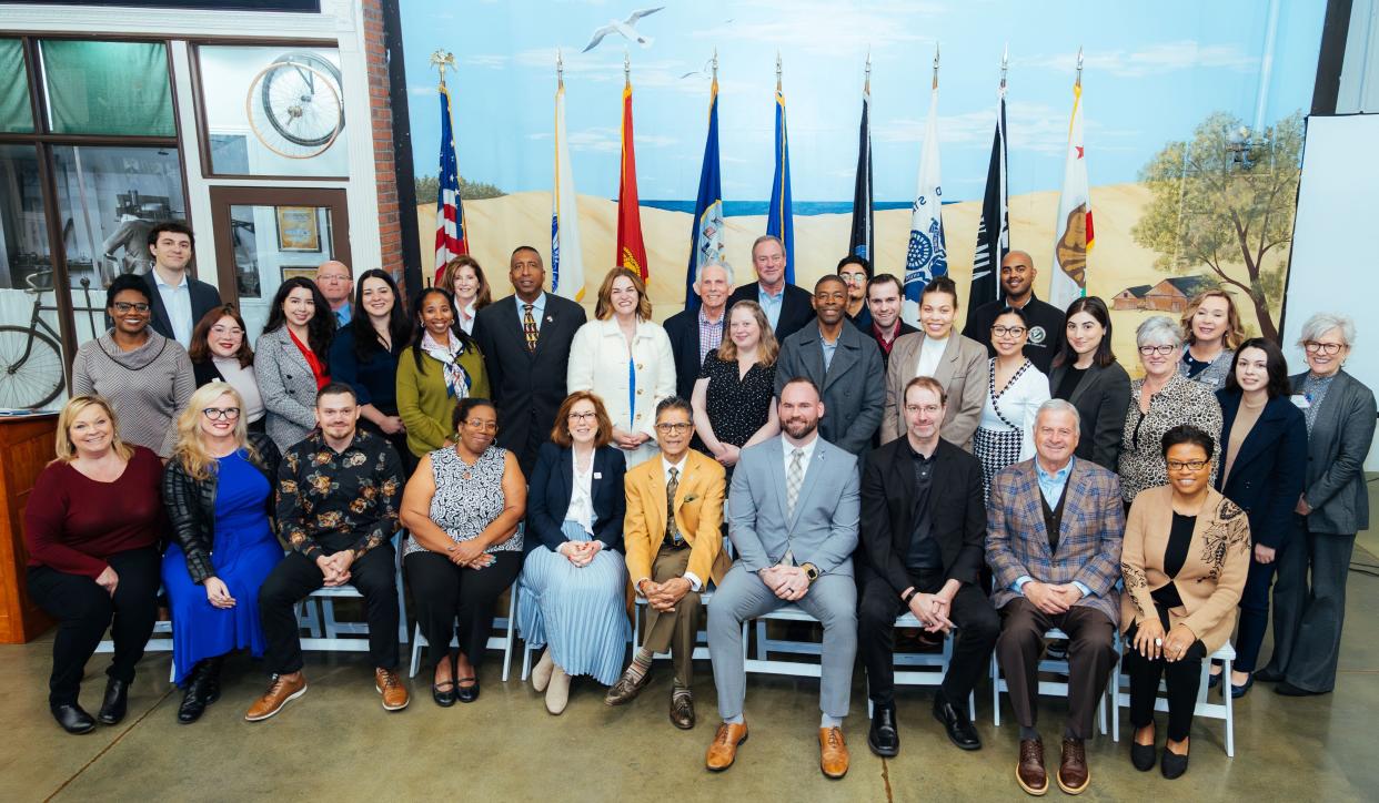 IECF Veterans Fund attendees gather for a photo at an event held Feb. 29, 2024, at the March Air Field Museum in Riverside, Calif.