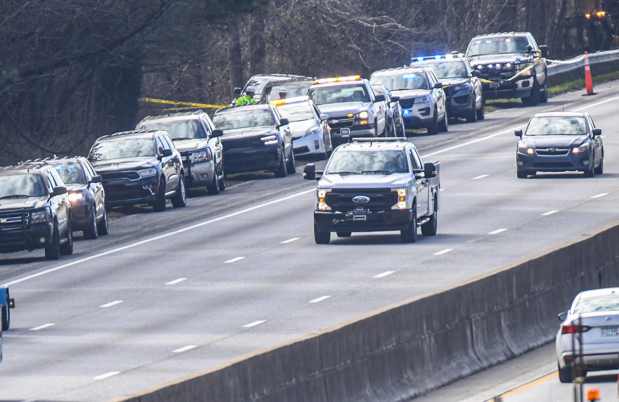 Anderson County Sheriff Deputies, investigators and the Coroner's office worked the scene of a body found around the 29 mile marker off of I-85 North in Anderson County Tuesday, Jan. 25.