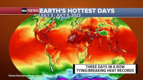 PHOTO: A map showing Earth's hottest days. (ABC News)
