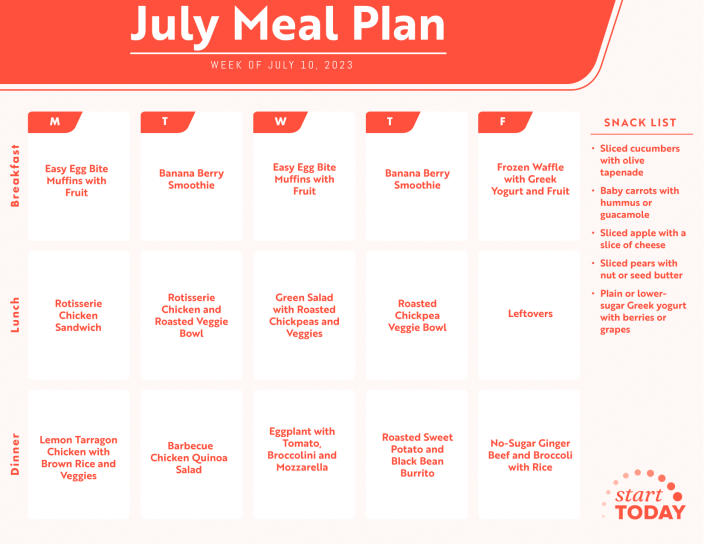 Start TODAY Meal Plan July 10, 2023