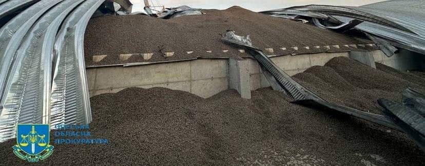 View of the damage at a grain port facility (via REUTERS)